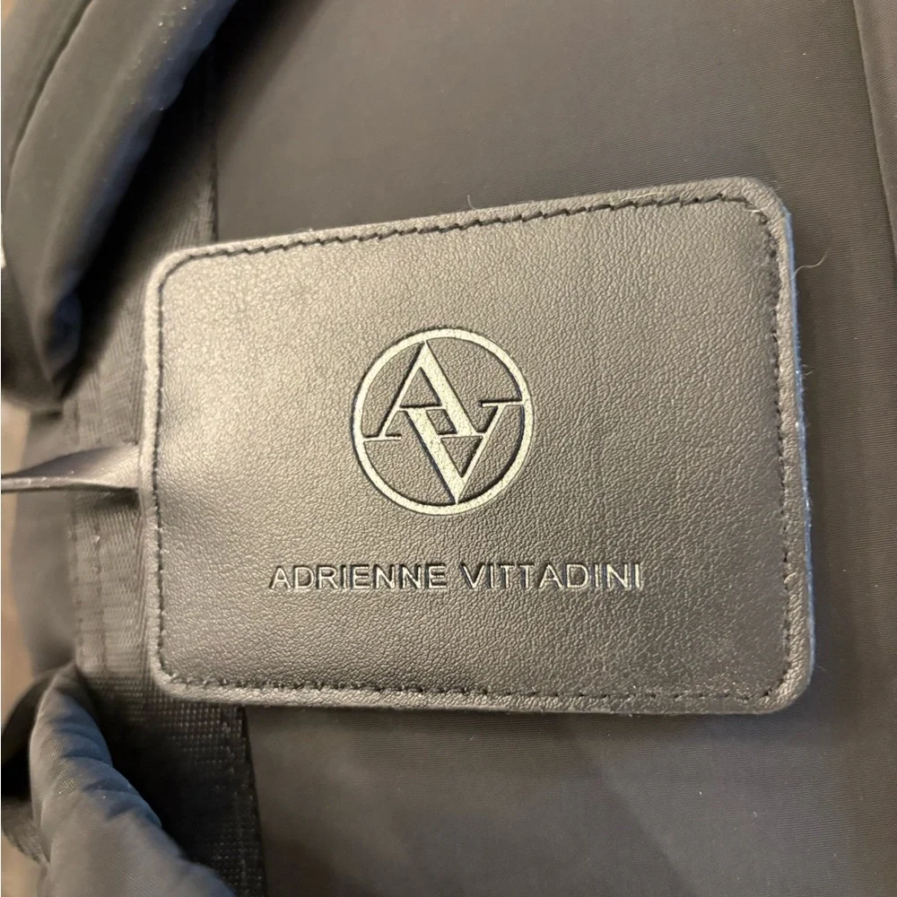 Adrienne Vittadini Travel Collection Black Nylon Backpack Logo‎ Luggage Tag NWT